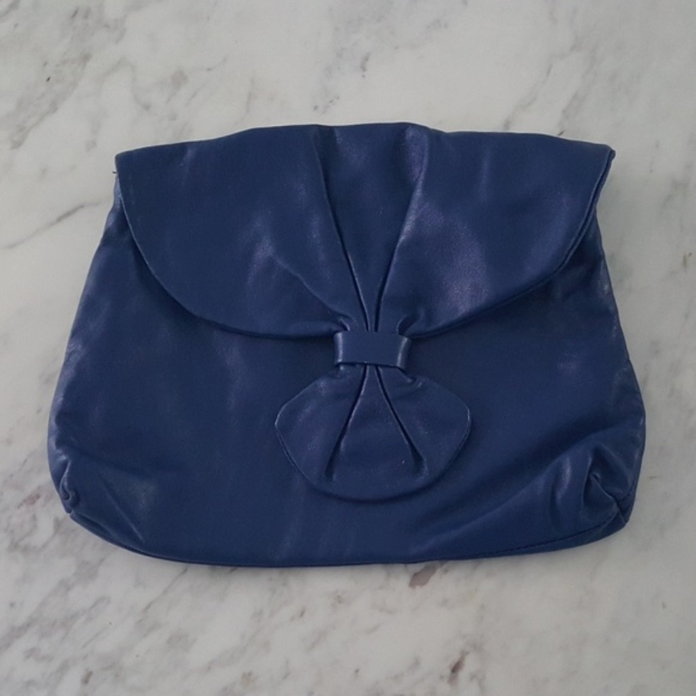 Vintage blue leather clutch